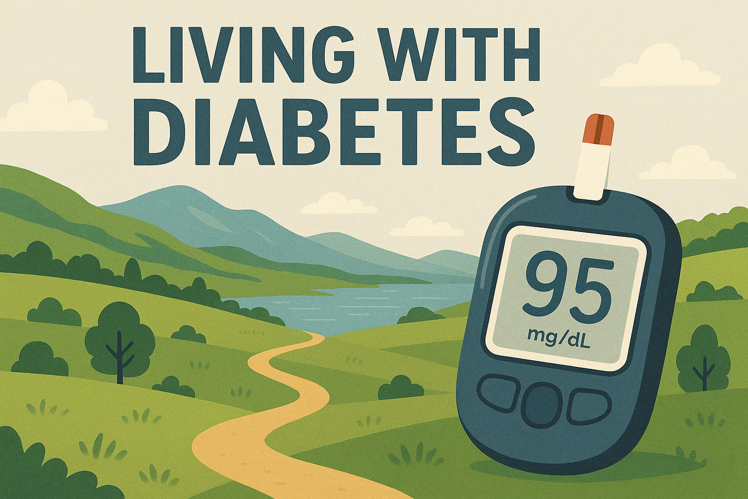 Living with Diabetes a diabetes device on a hill